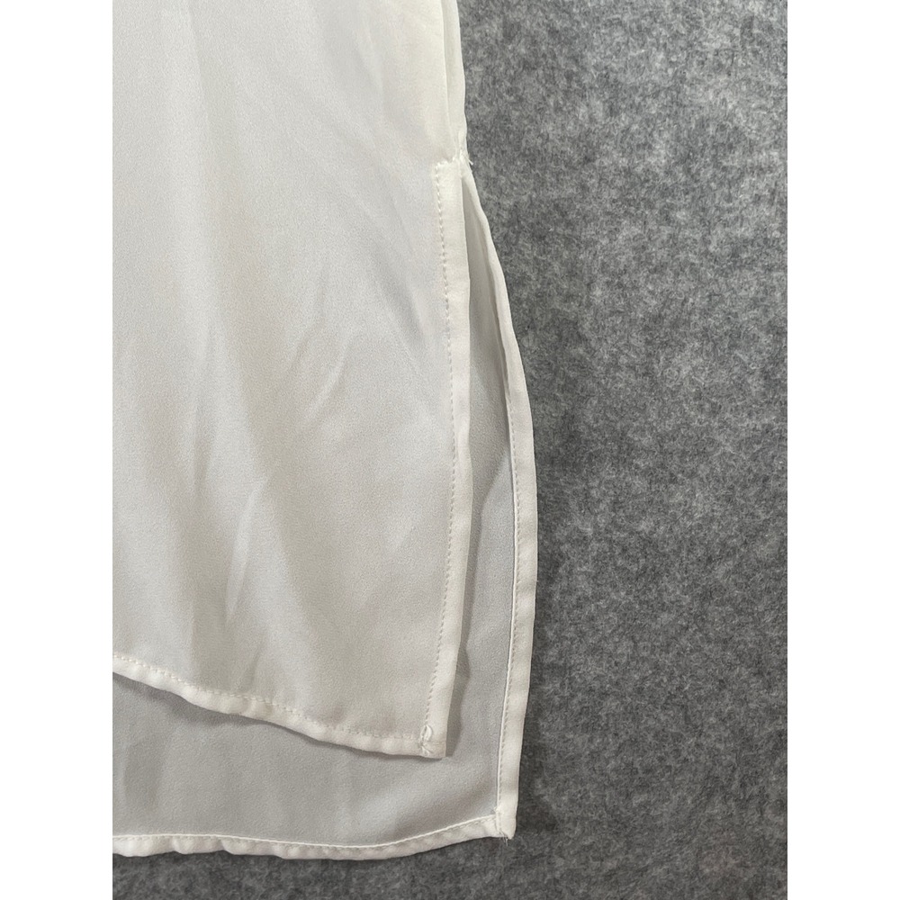 Lush Women Ivory White Sleeveless High Low Blouse Keyhole Back Side Slit Small - Picture 10 of 13